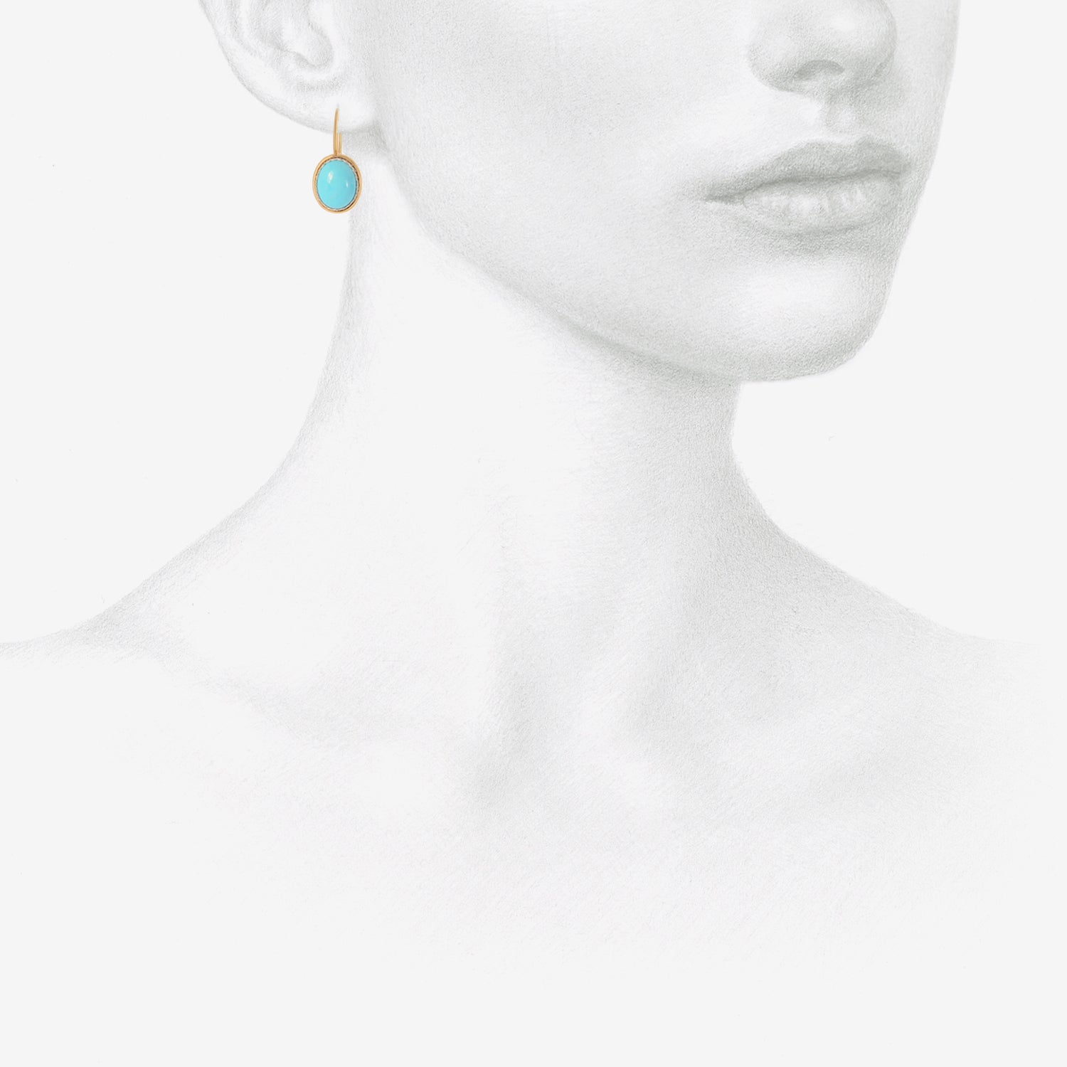 NIKOLLE RADI 18K & SMALL OVAL TURQUOISE EARRINGS WITH PLATINUM BEZEL