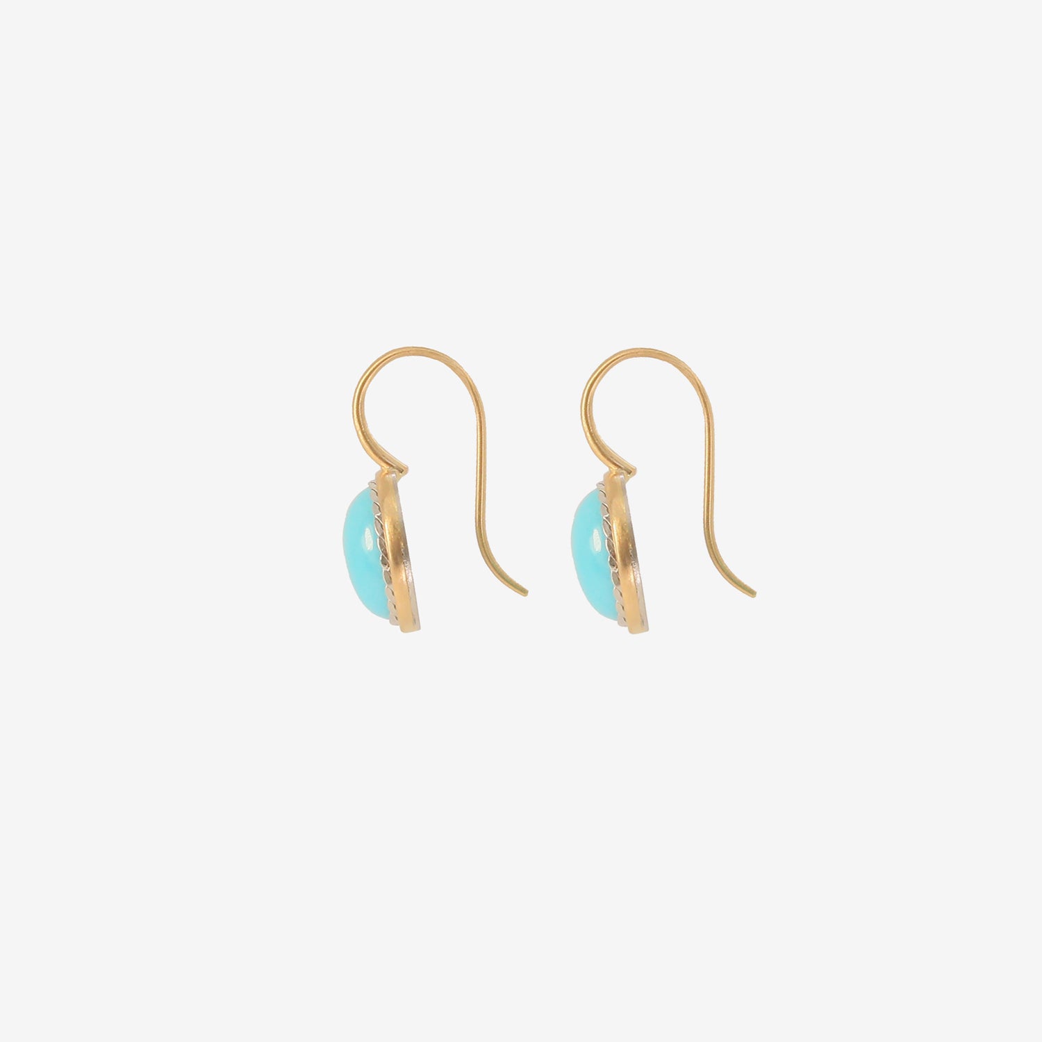NIKOLLE RADI 18K & SMALL OVAL TURQUOISE EARRINGS WITH PLATINUM BEZEL
