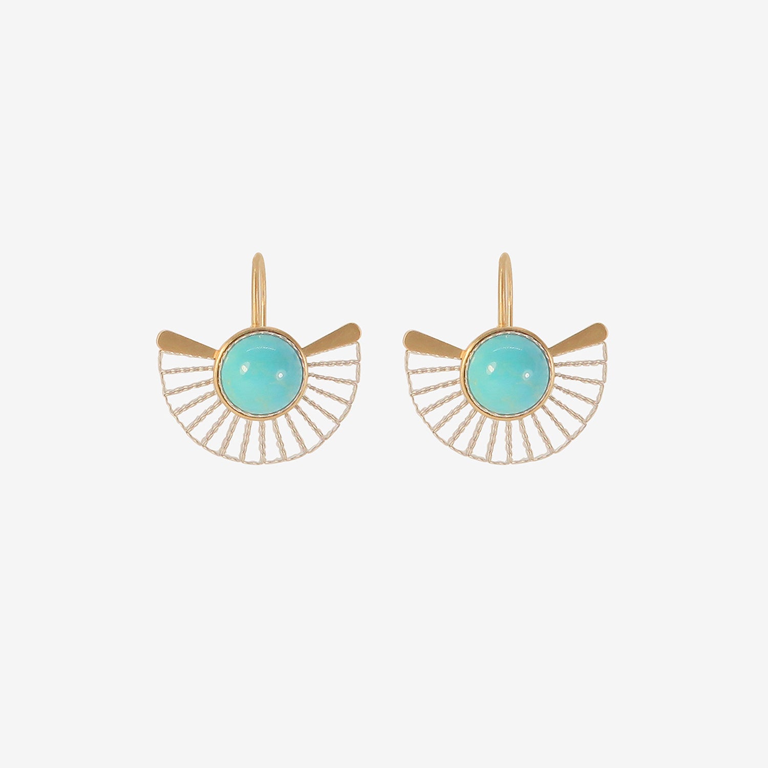 NIKOLLE RADI 18K & PLATINUM LARGE FAN EARRINGS WITH TURQUOISE