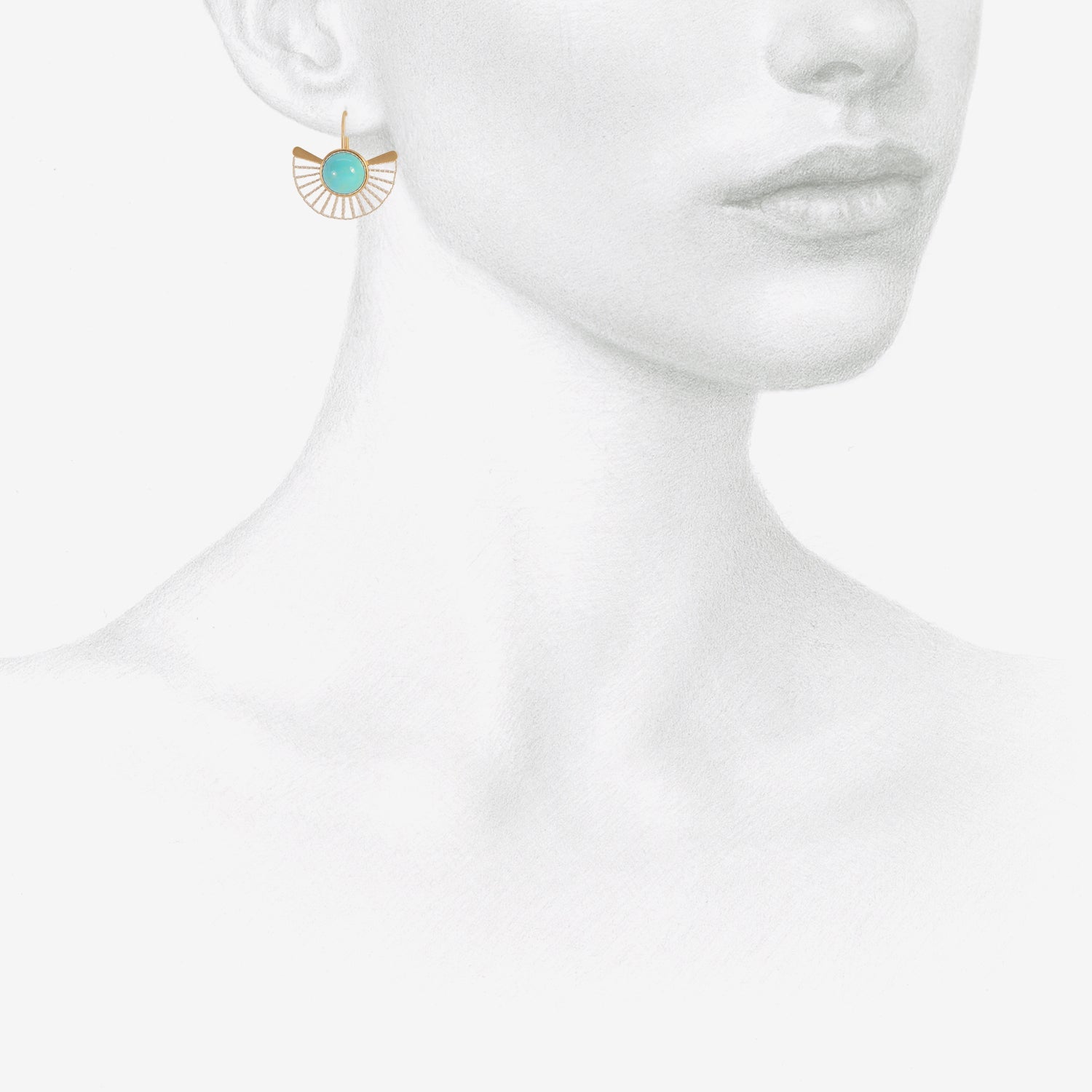 NIKOLLE RADI 18K & PLATINUM LARGE FAN EARRINGS WITH TURQUOISE