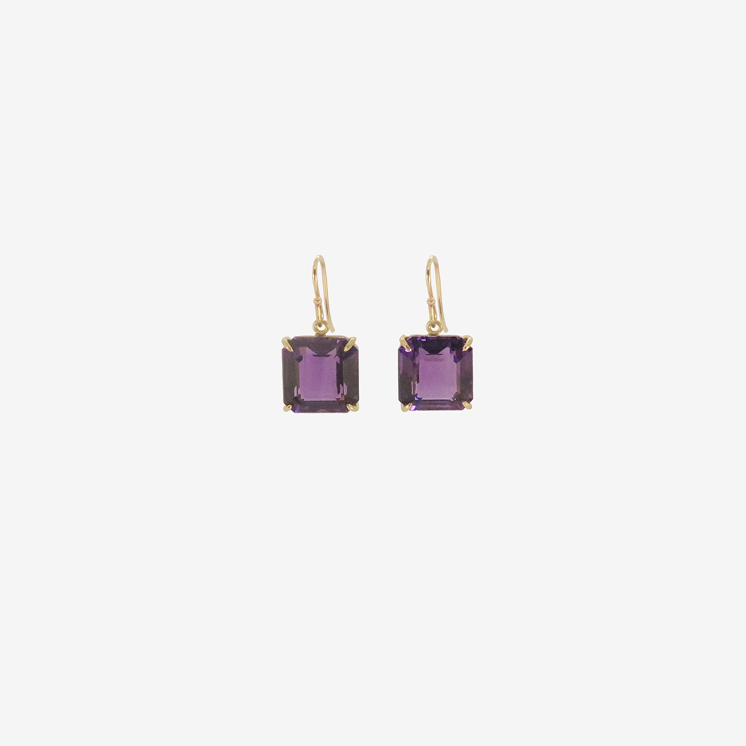 ROSANNE PUGLIESE 18K & EMERALD-CUT AMETHYST CUBE EARRINGS