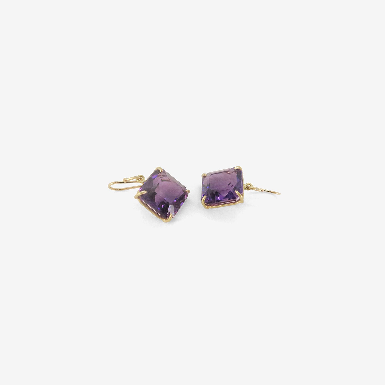 ROSANNE PUGLIESE 18K & EMERALD-CUT AMETHYST CUBE EARRINGS