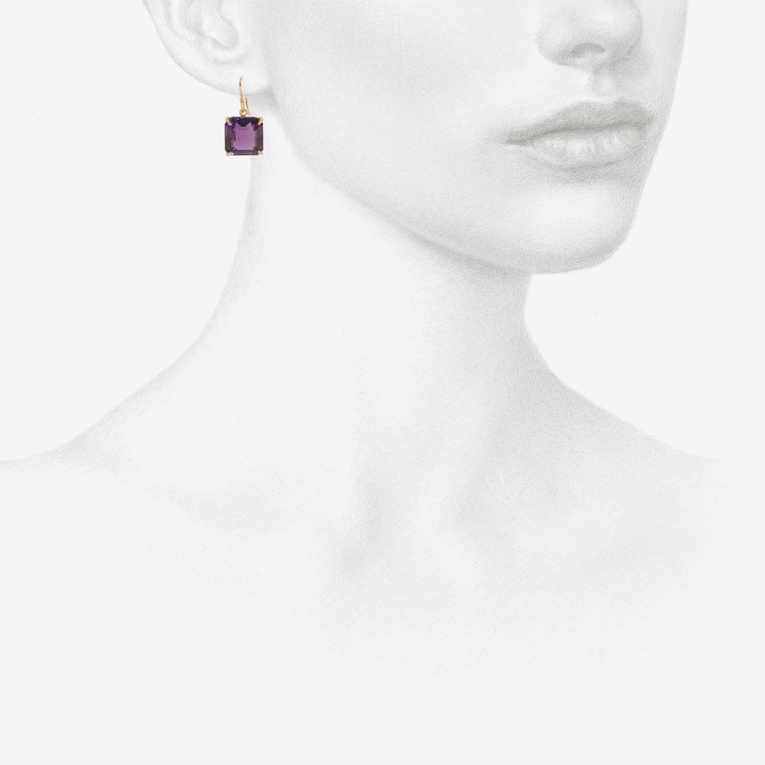ROSANNE PUGLIESE 18K & EMERALD-CUT AMETHYST CUBE EARRINGS