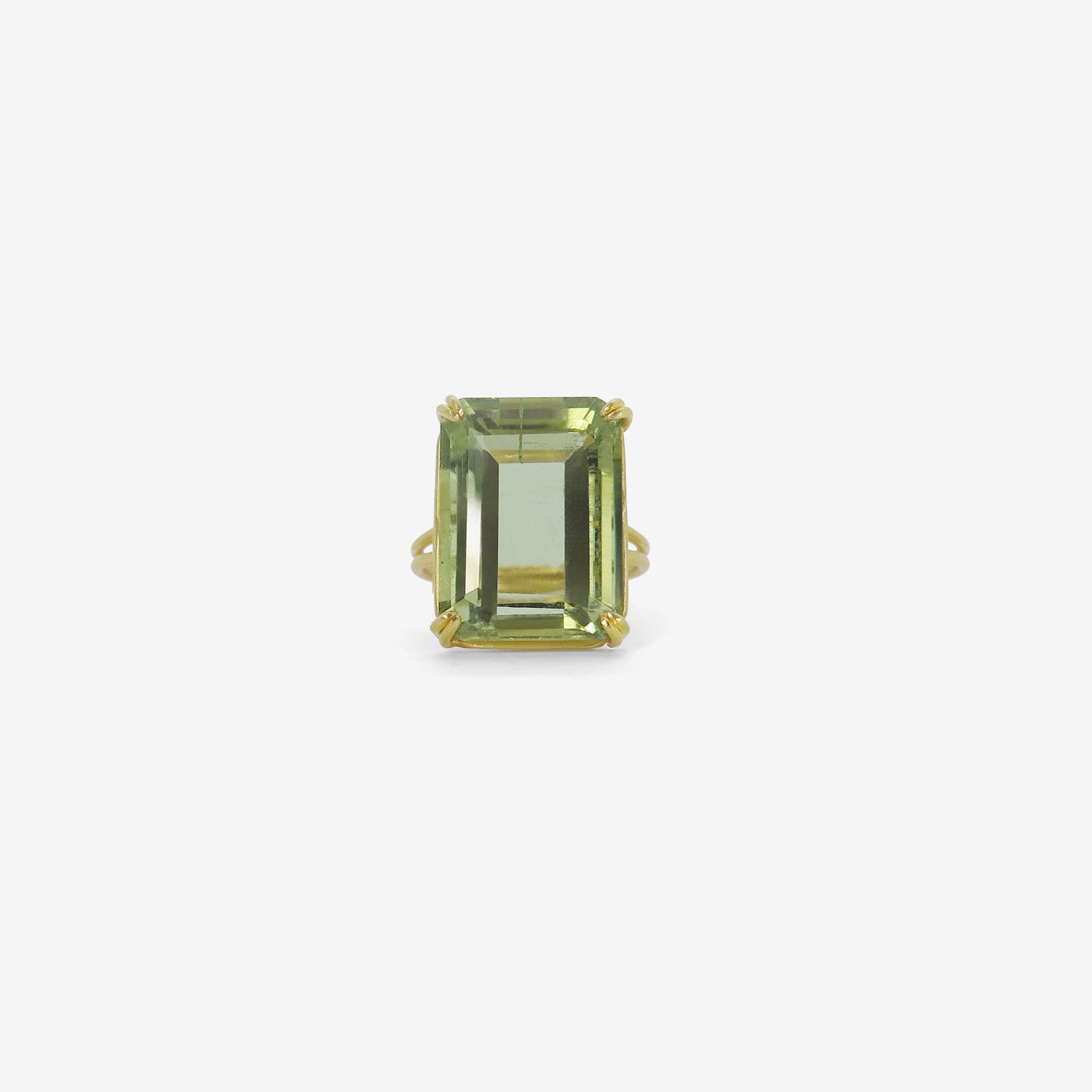 ROSANNE PUGLIESE 18K & LARGE EMERALD-CUT GREEN BERYL RING