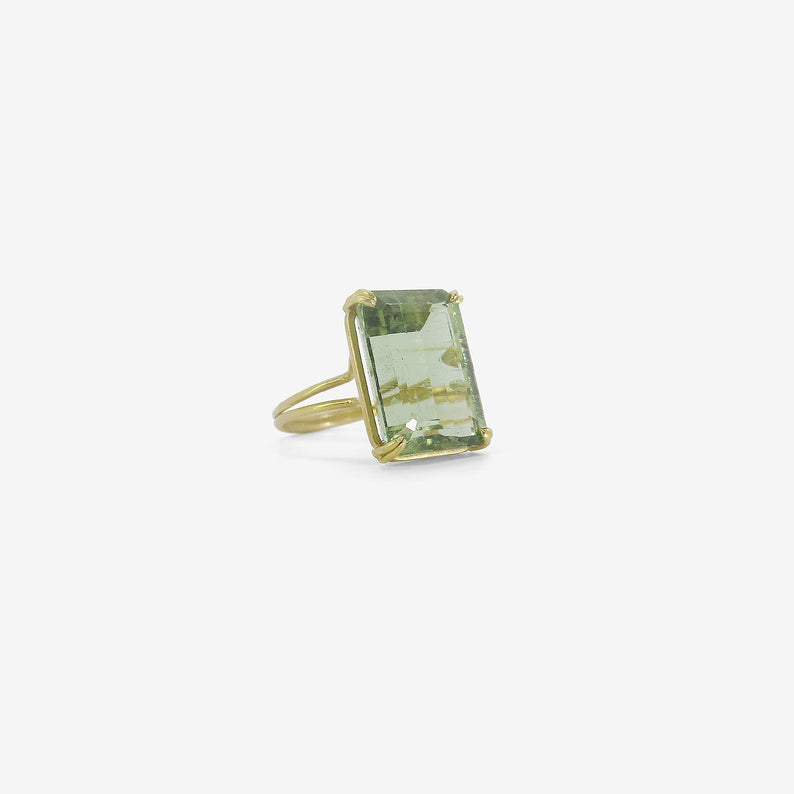 ROSANNE PUGLIESE 18K & LARGE EMERALD-CUT GREEN BERYL RING
