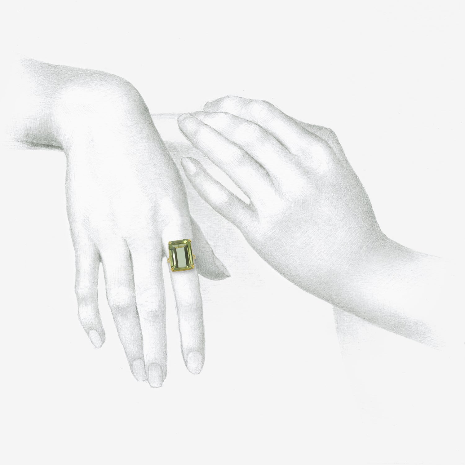 ROSANNE PUGLIESE 18K & LARGE EMERALD-CUT GREEN BERYL RING