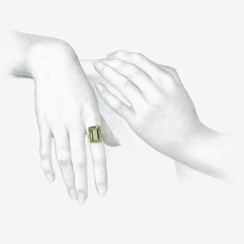 ROSANNE PUGLIESE 18K & LARGE EMERALD-CUT GREEN BERYL RING