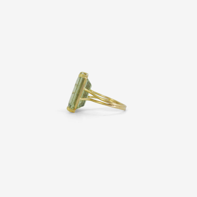 ROSANNE PUGLIESE 18K & LARGE EMERALD-CUT GREEN BERYL RING