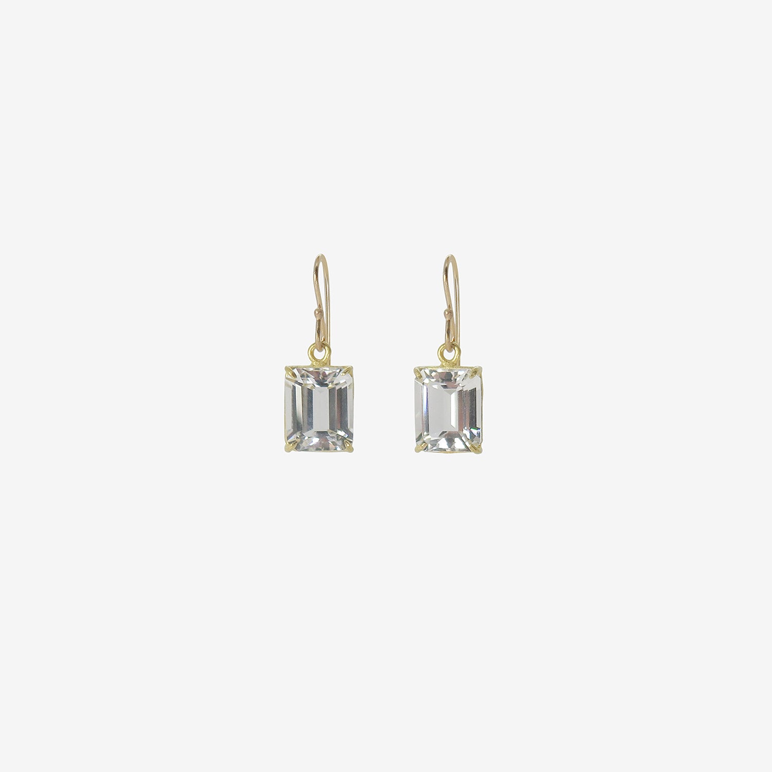 ROSANNE PUGLIESE 18K & EMERALD-CUT WHITE TOPAZ SMALL DROP EARRINGS