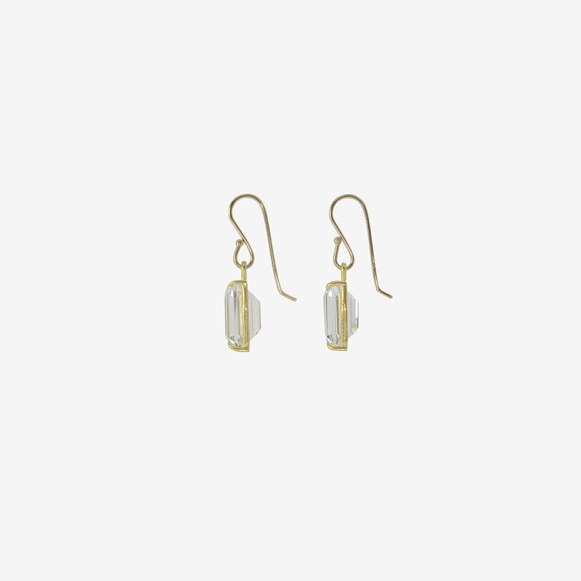 ROSANNE PUGLIESE 18K & EMERALD-CUT WHITE TOPAZ SMALL DROP EARRINGS