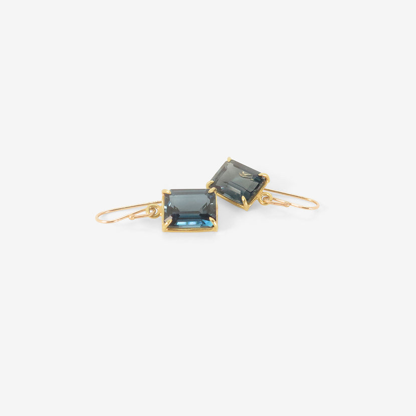 ROSANNE PUGLIESE 18K & SMALL EMERALD-CUT LONDON BLUE TOPAZ DROP EARRINGS