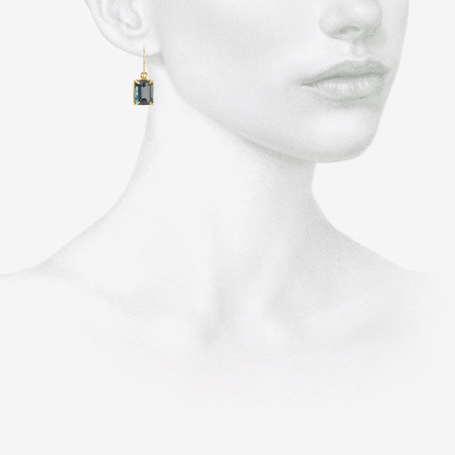 ROSANNE PUGLIESE 18K & SMALL EMERALD-CUT LONDON BLUE TOPAZ DROP EARRINGS
