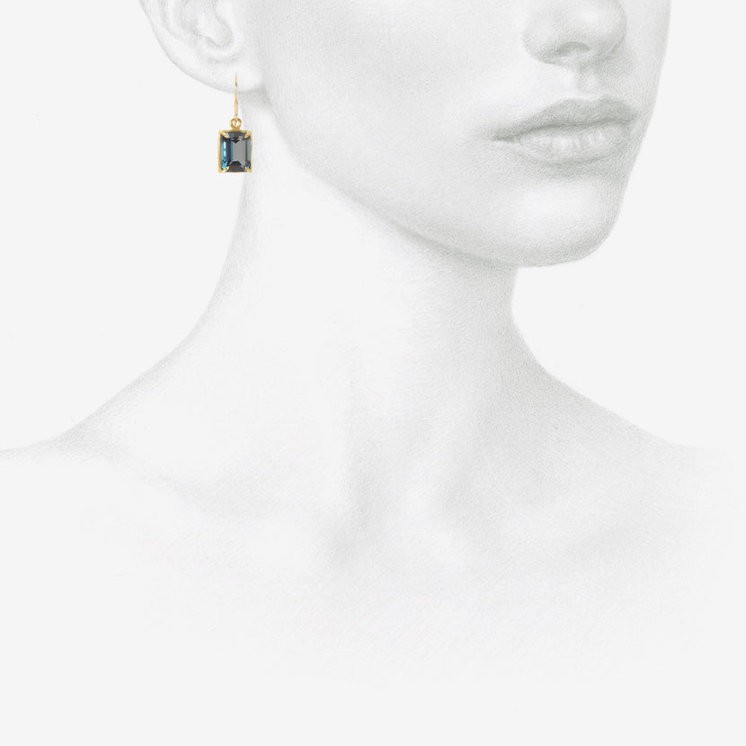 ROSANNE PUGLIESE 18K & SMALL EMERALD-CUT LONDON BLUE TOPAZ DROP EARRINGS