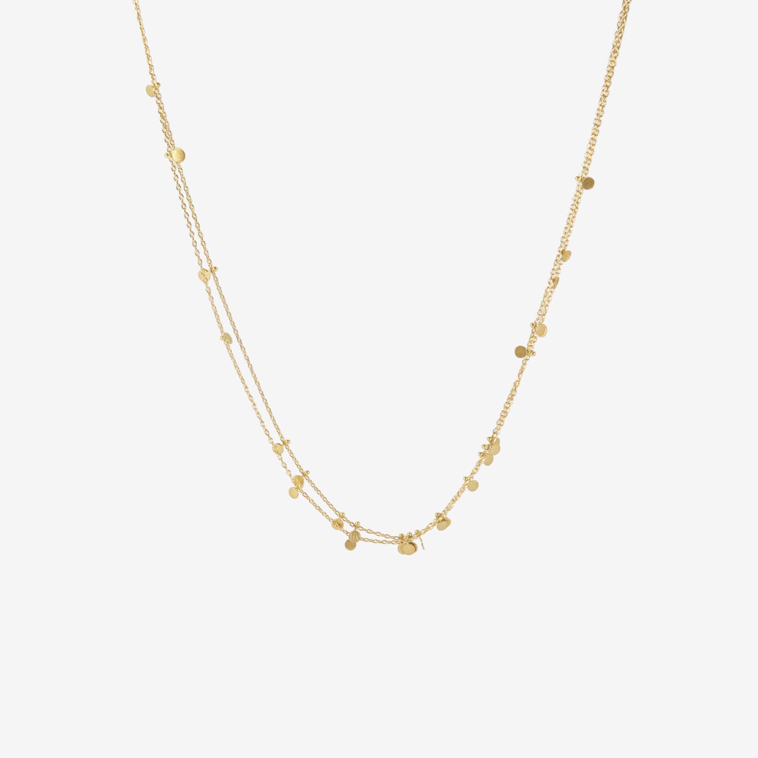 SIA TAYLOR 18K YELLOW GOLD DOUBLE TINY RANDOM DOTS NECKLACE