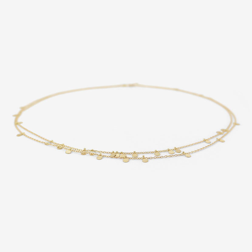 SIA TAYLOR 18K YELLOW GOLD DOUBLE TINY RANDOM DOTS NECKLACE