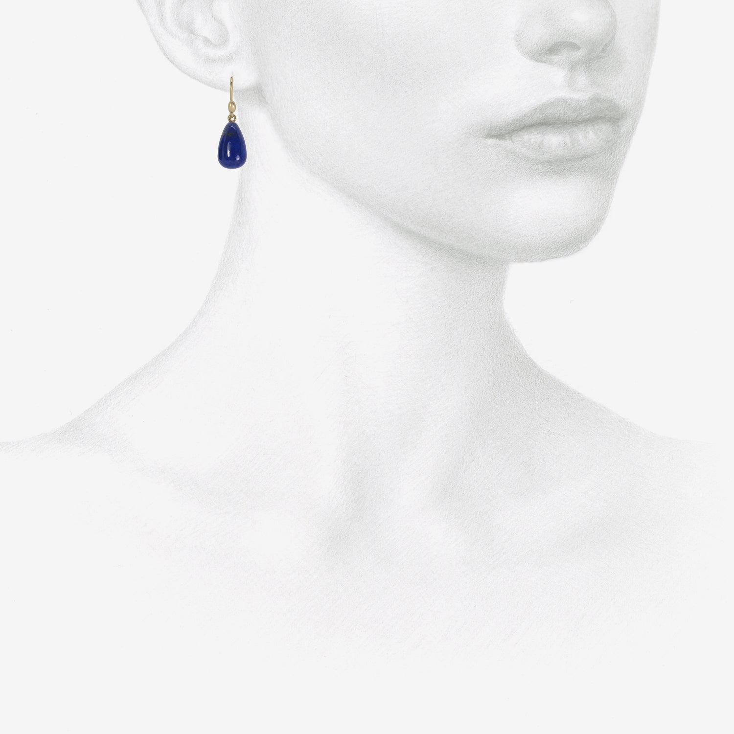 TED MUEHLING 14K & SMALL TEARDROP LAPIS HAND-CUT EARRINGS