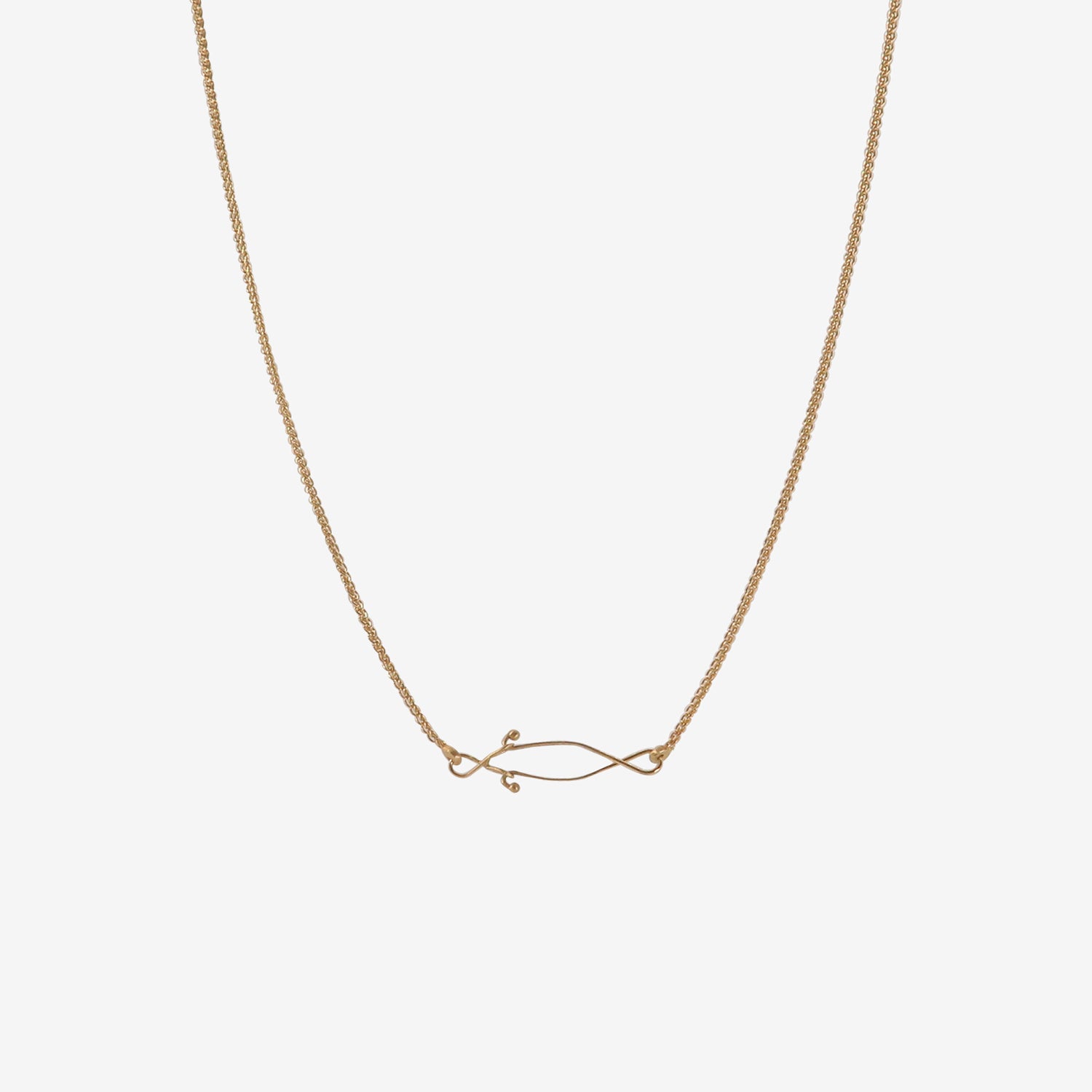 TED MUEHLING 14K THREE SNAIL NECKLACE, 17"