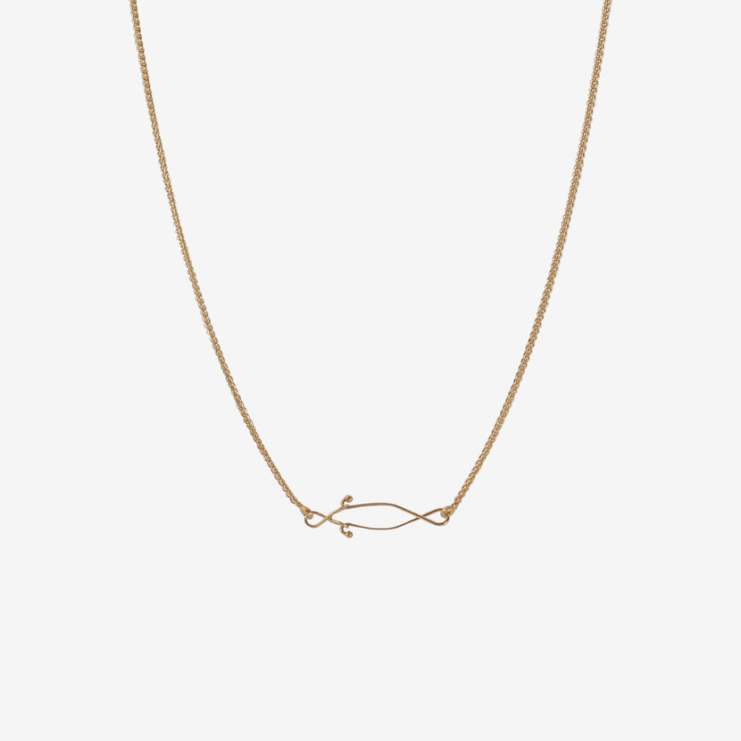 TED MUEHLING 14K THREE SNAIL NECKLACE, 17"