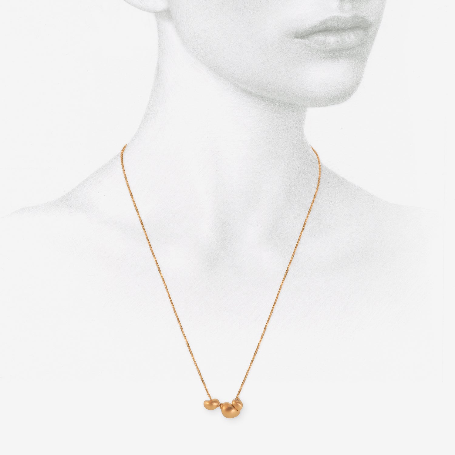 TED MUEHLING 14K THREE SNAIL NECKLACE, 17"