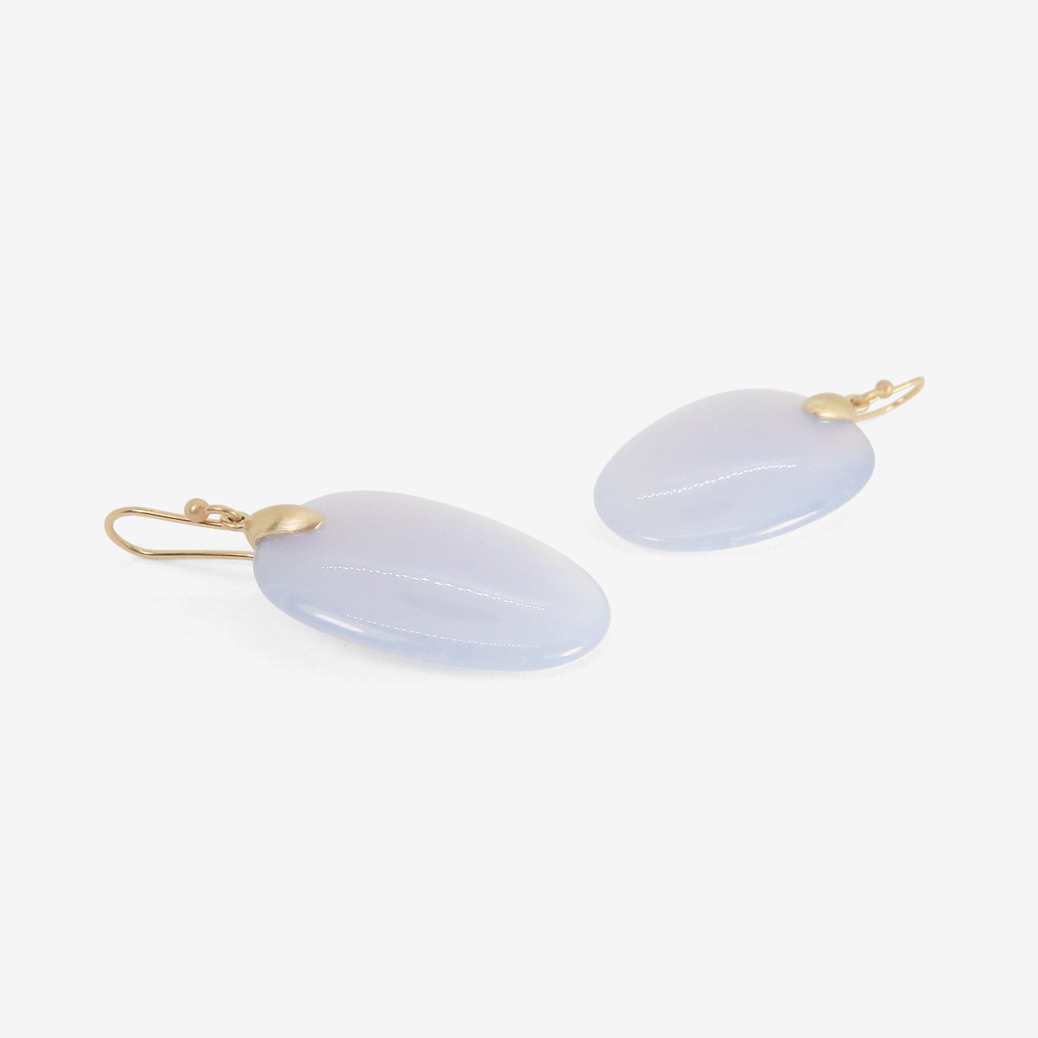 Chalcedony Mother of Pearl Gold Post Earrings