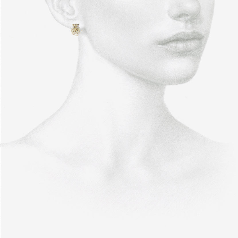 TED MUEHLING 22K & CLEAR DIAMOND SMALL BASKET EARRINGS