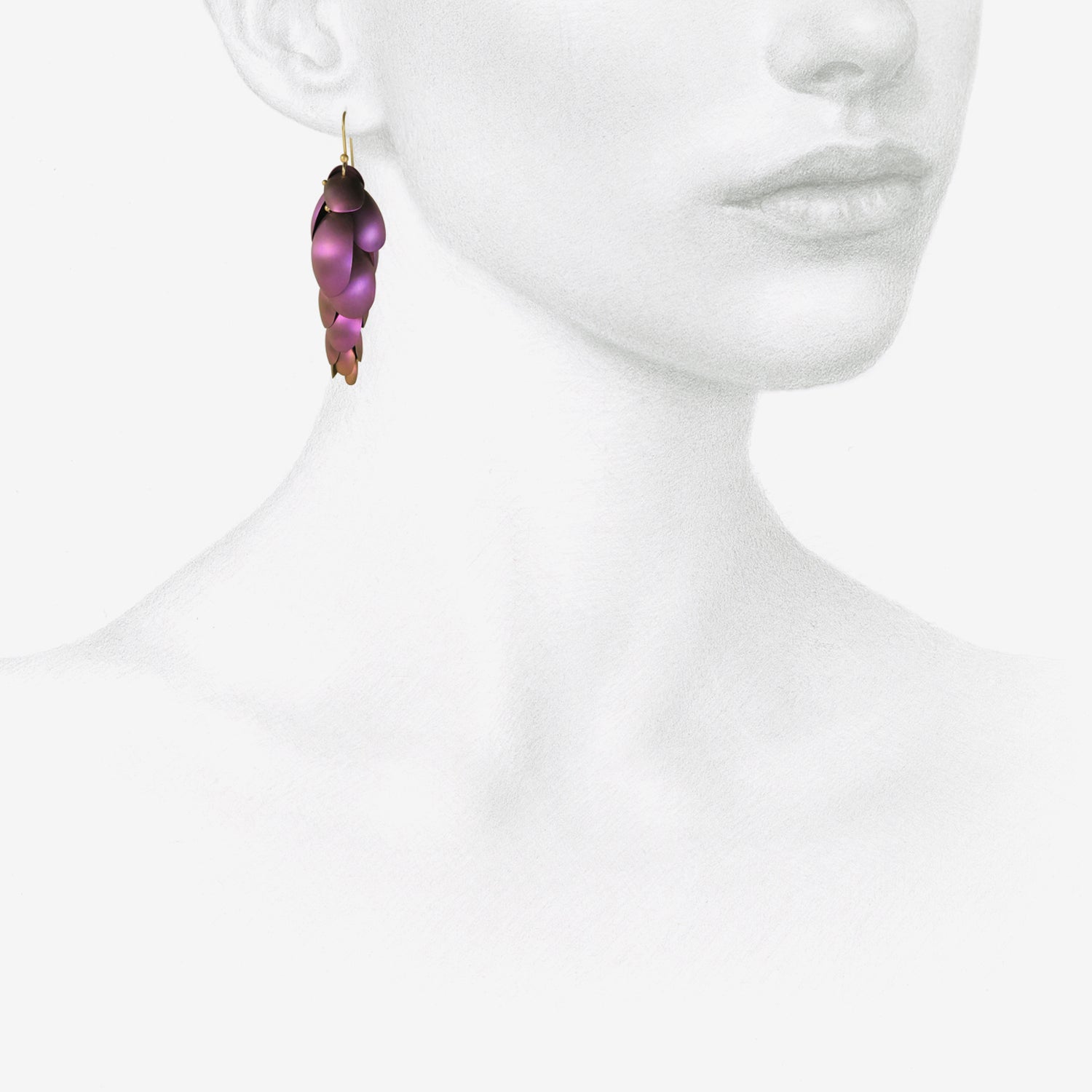 TED MUEHLING 14K & PINK NIOBIUM LARGE ARTICULATED PINECONES