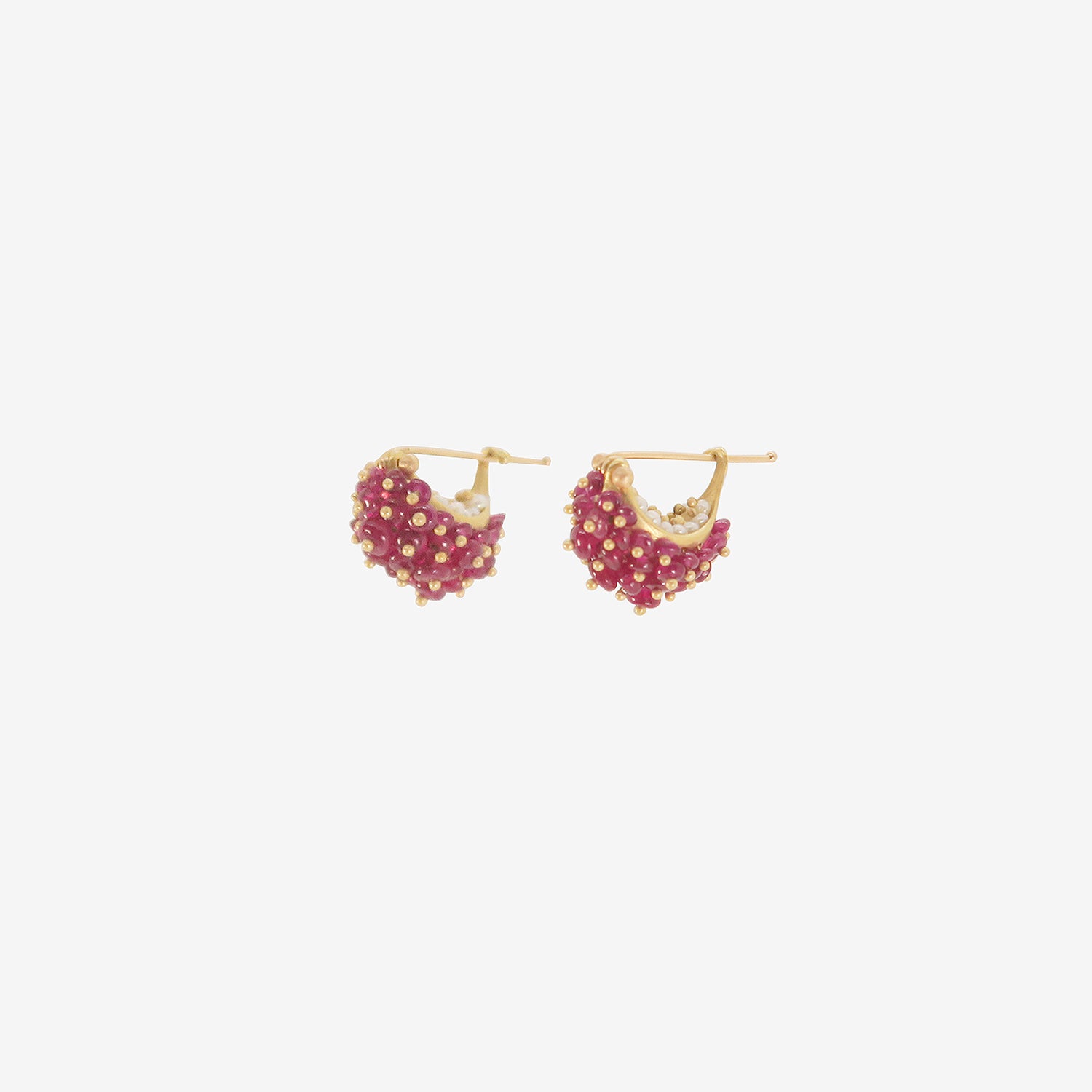 TED MUEHLING 18K & RUBY BASKET EARRINGS