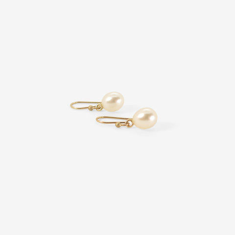 TED MUEHLING SMALL WHITE PEARL EARRINGS