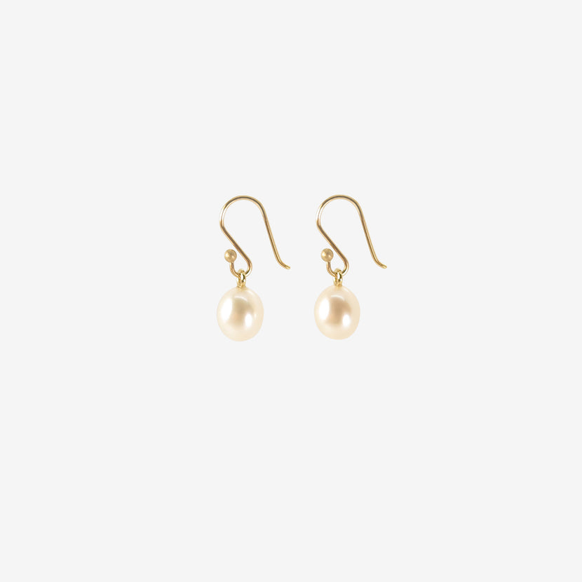 TED MUEHLING SMALL WHITE PEARL EARRINGS