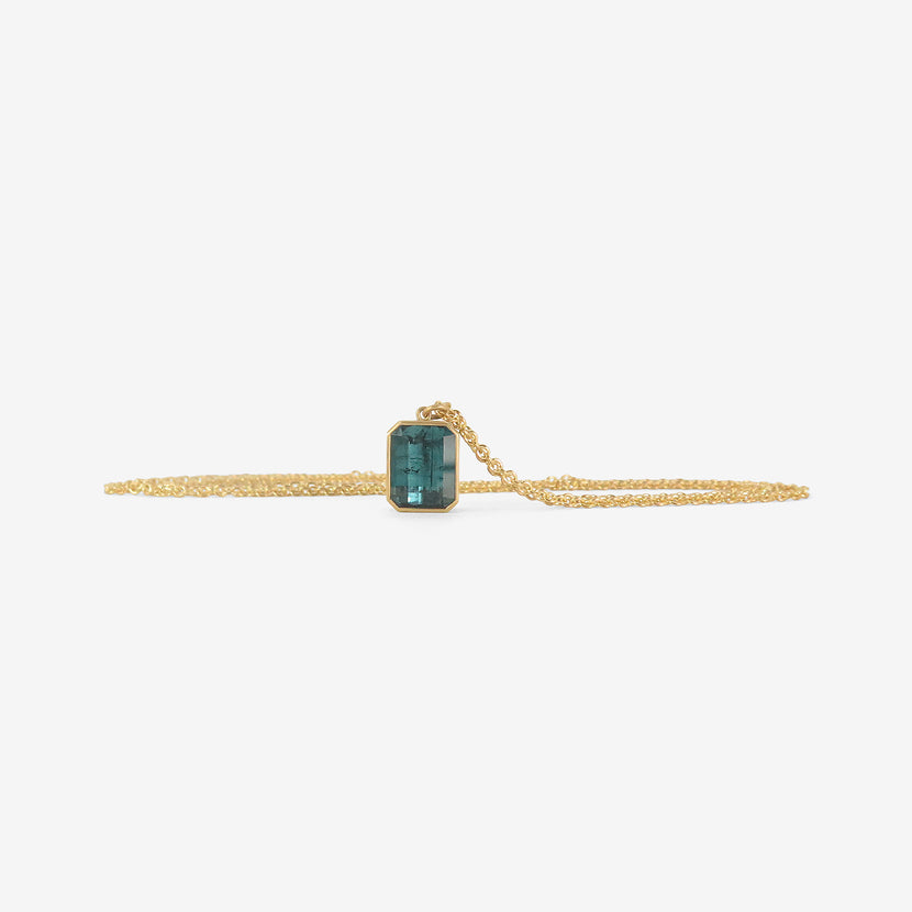 LOLA BROOKS 18K & EMERALD-CUT BLUE TOURMALINE PENDANT, 7.48CT