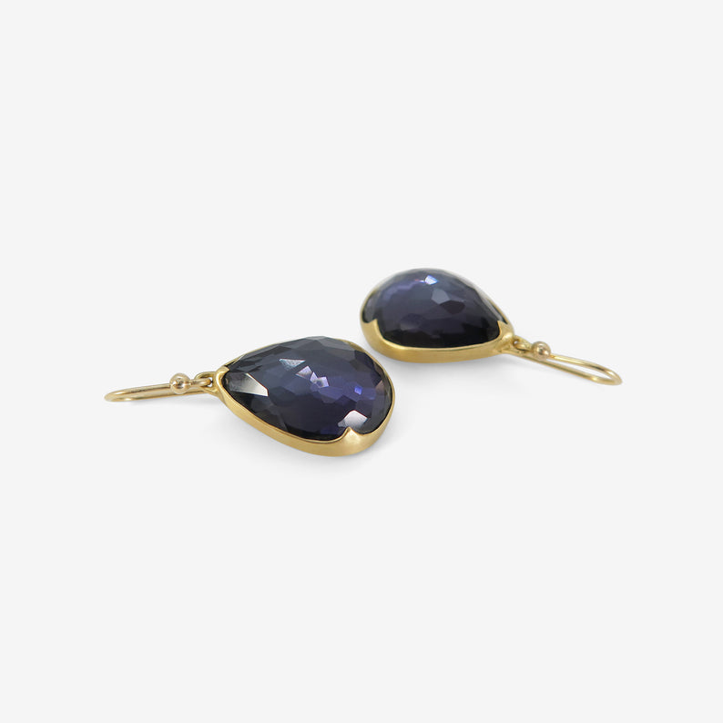 GABRIELLA KISS 18K & PEAR-SHAPED AMETHYST-OVER-HEMATITE EARRINGS