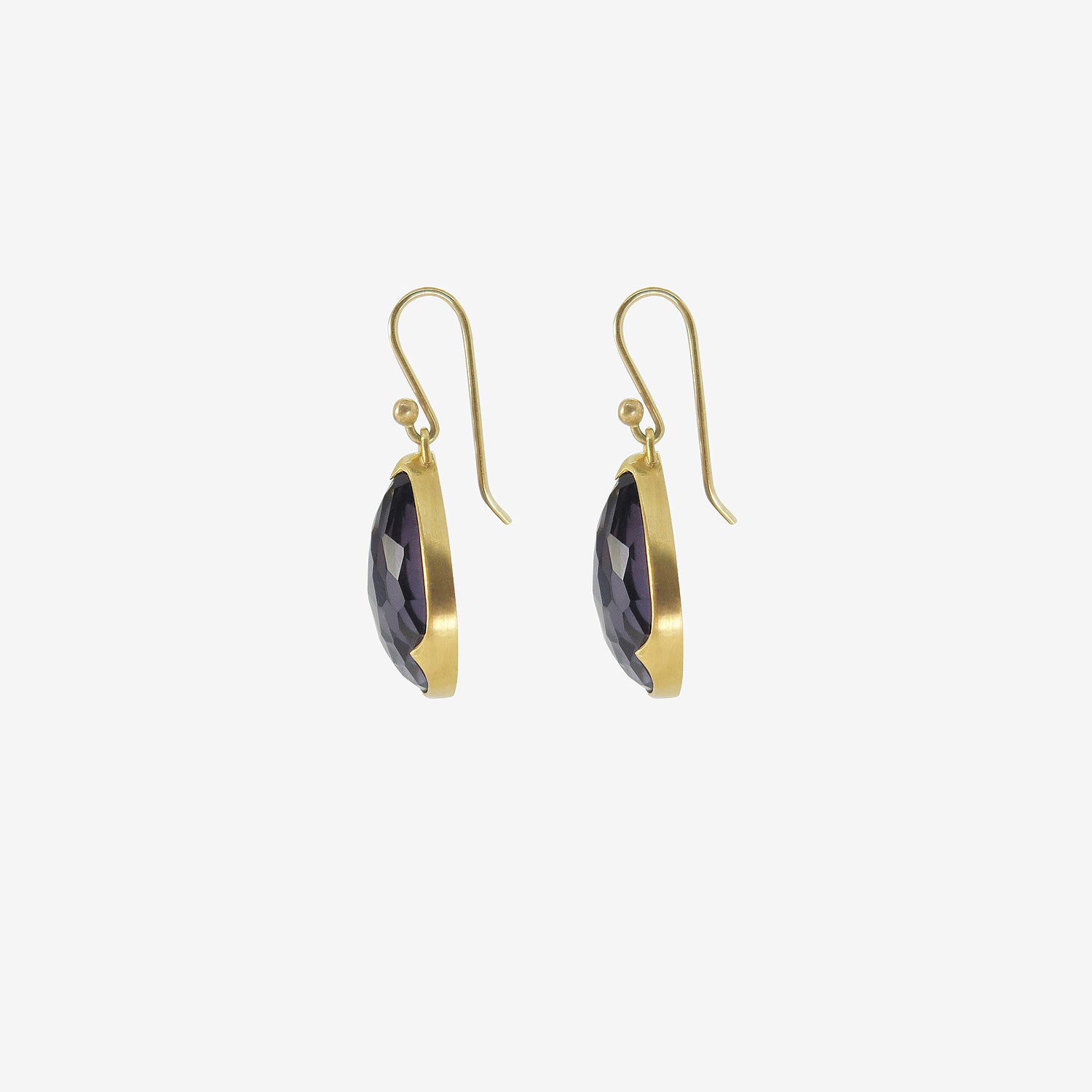 GABRIELLA KISS 18K & PEAR-SHAPED AMETHYST-OVER-HEMATITE EARRINGS
