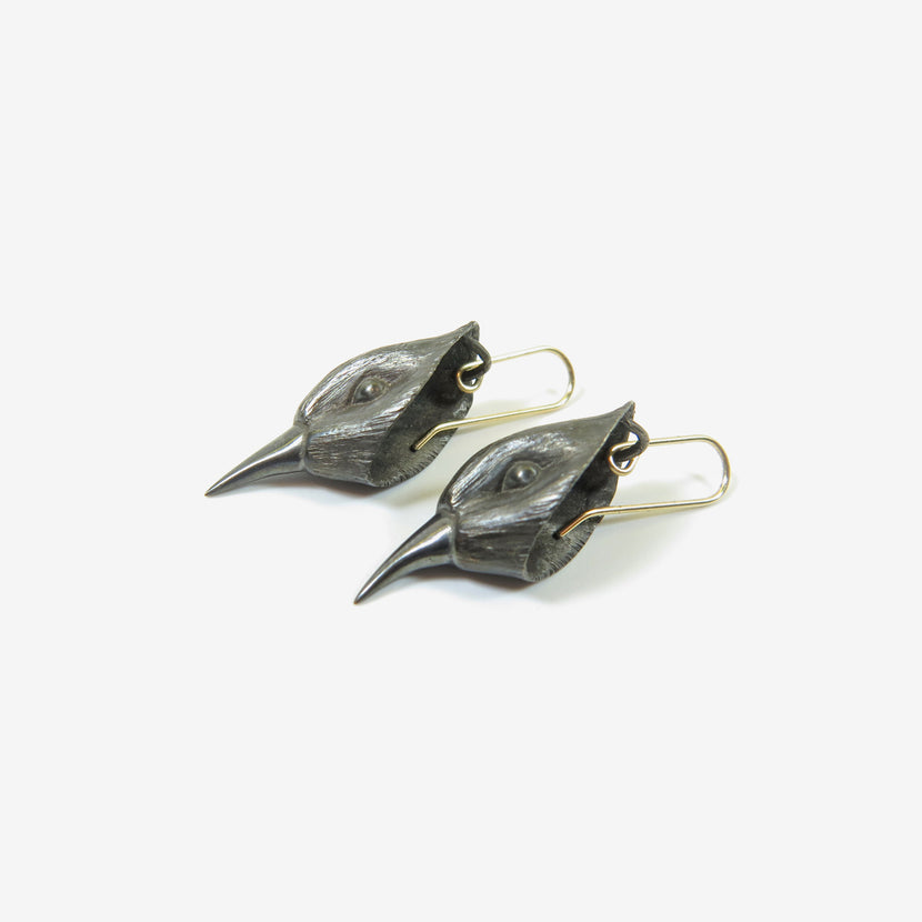 GABRIELLA KISS OXIDIZED BRONZE BIRD HEAD EARRINGS