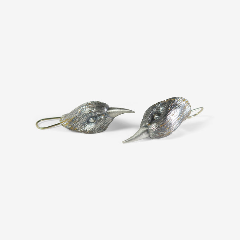 GABRIELLA KISS STERLING SILVER BIRD HEAD EARRINGS