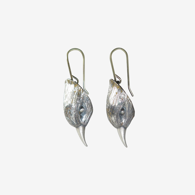 GABRIELLA KISS STERLING SILVER BIRD HEAD EARRINGS