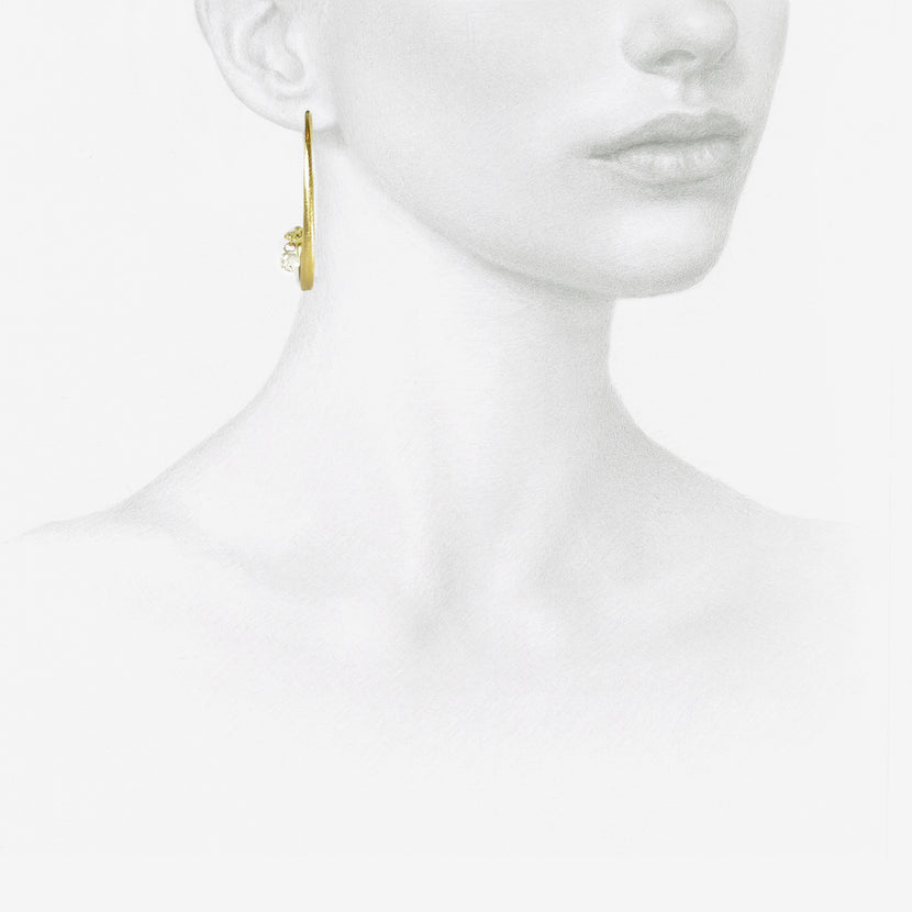 GABRIELLA KISS 18K SMALL SNAKE HOOPS WITH CLEAR DIAMOND BRIOLETTES