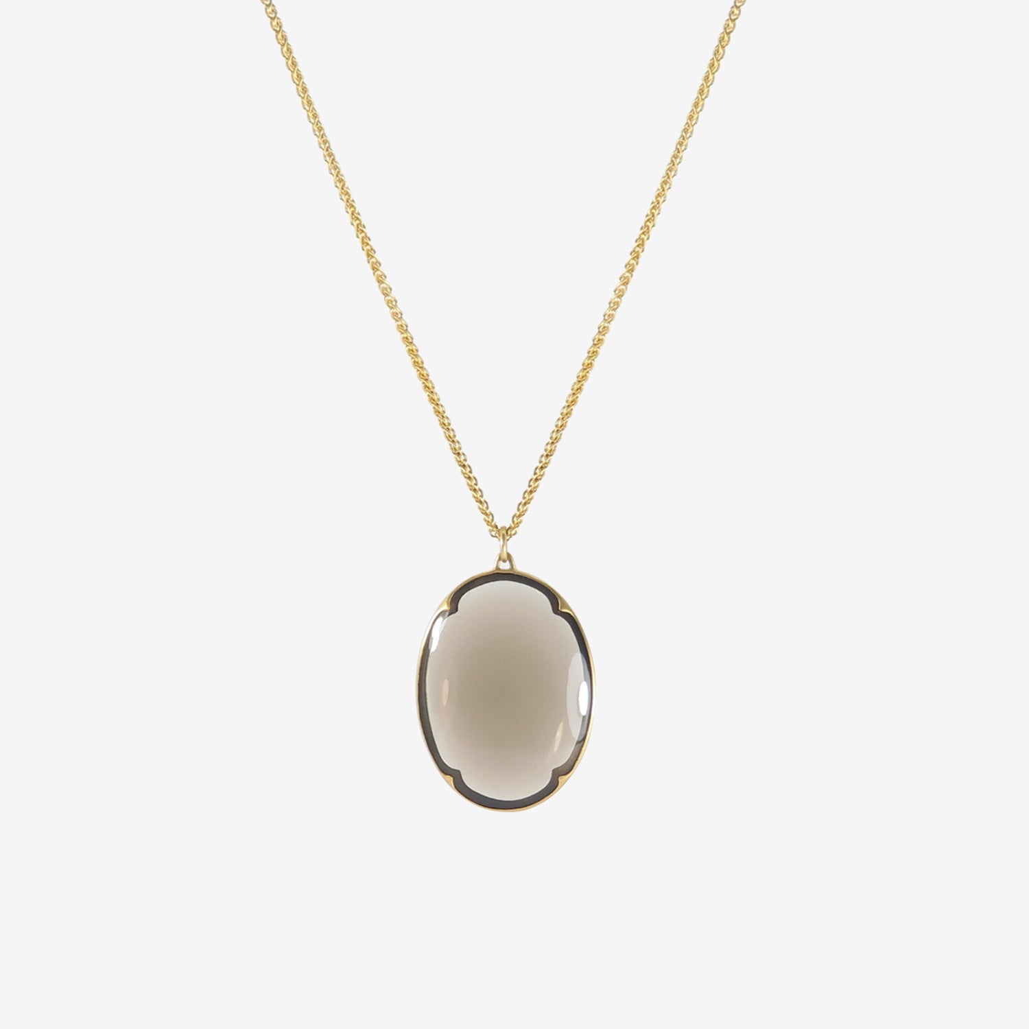 GABRIELLA KISS 18K & SMALL SMOKY QUARTZ LENS PENDANT