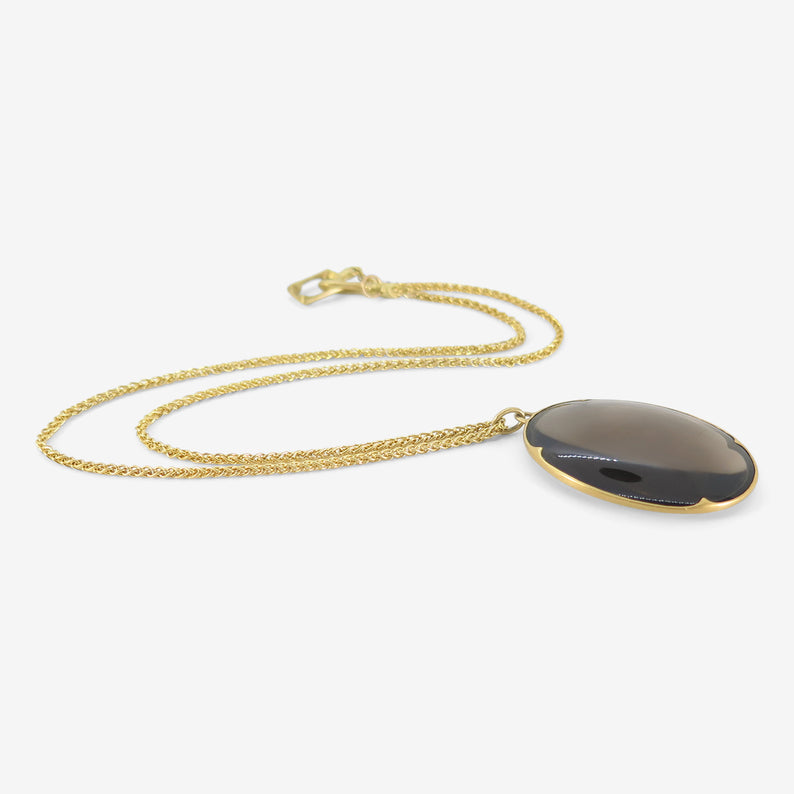 GABRIELLA KISS 18K & SMALL SMOKY QUARTZ LENS PENDANT