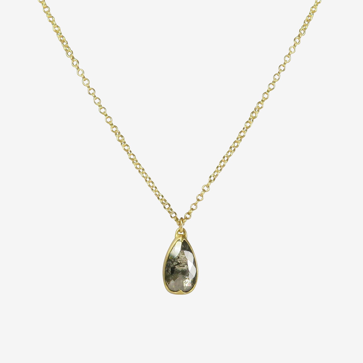 GABRIELLA KISS 18K & LARGE SALT & PEPPER LACY PEAR-SHAPED DIAMOND PENDANT, 4.9CT