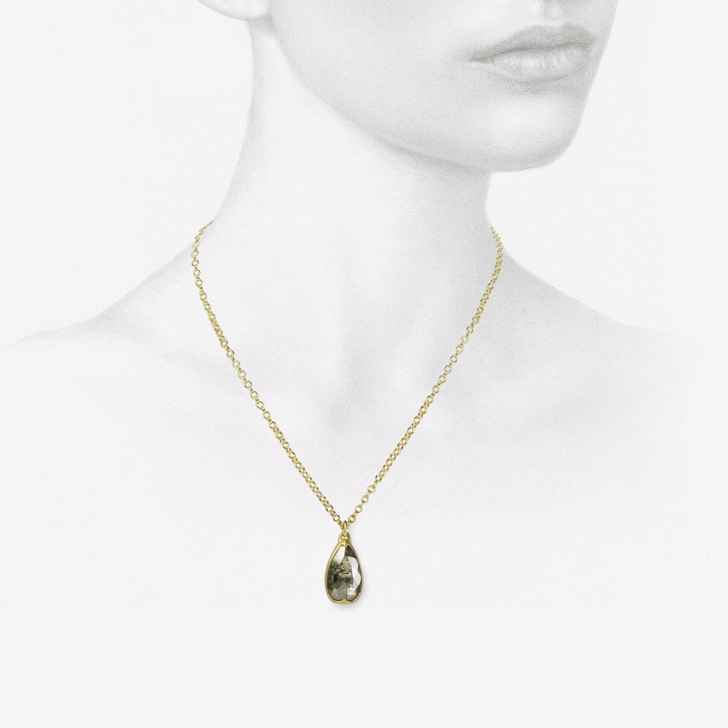 GABRIELLA KISS 18K & LARGE SALT & PEPPER LACY PEAR-SHAPED DIAMOND PENDANT, 4.9CT