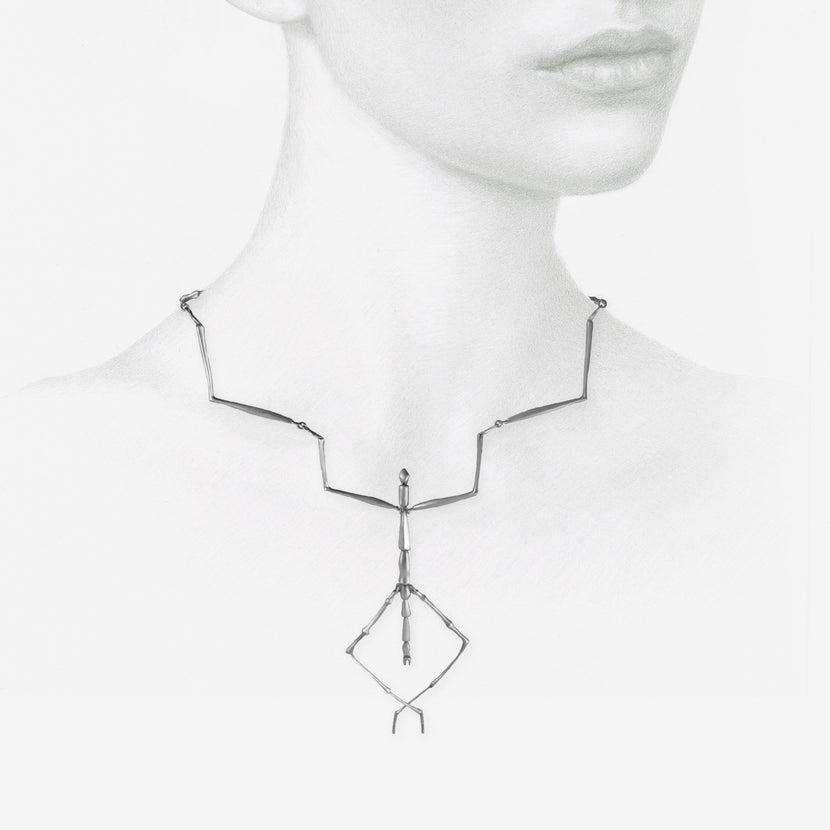 GABRIELLA KISS STERLING SILVER STICK BUG NECKLACE