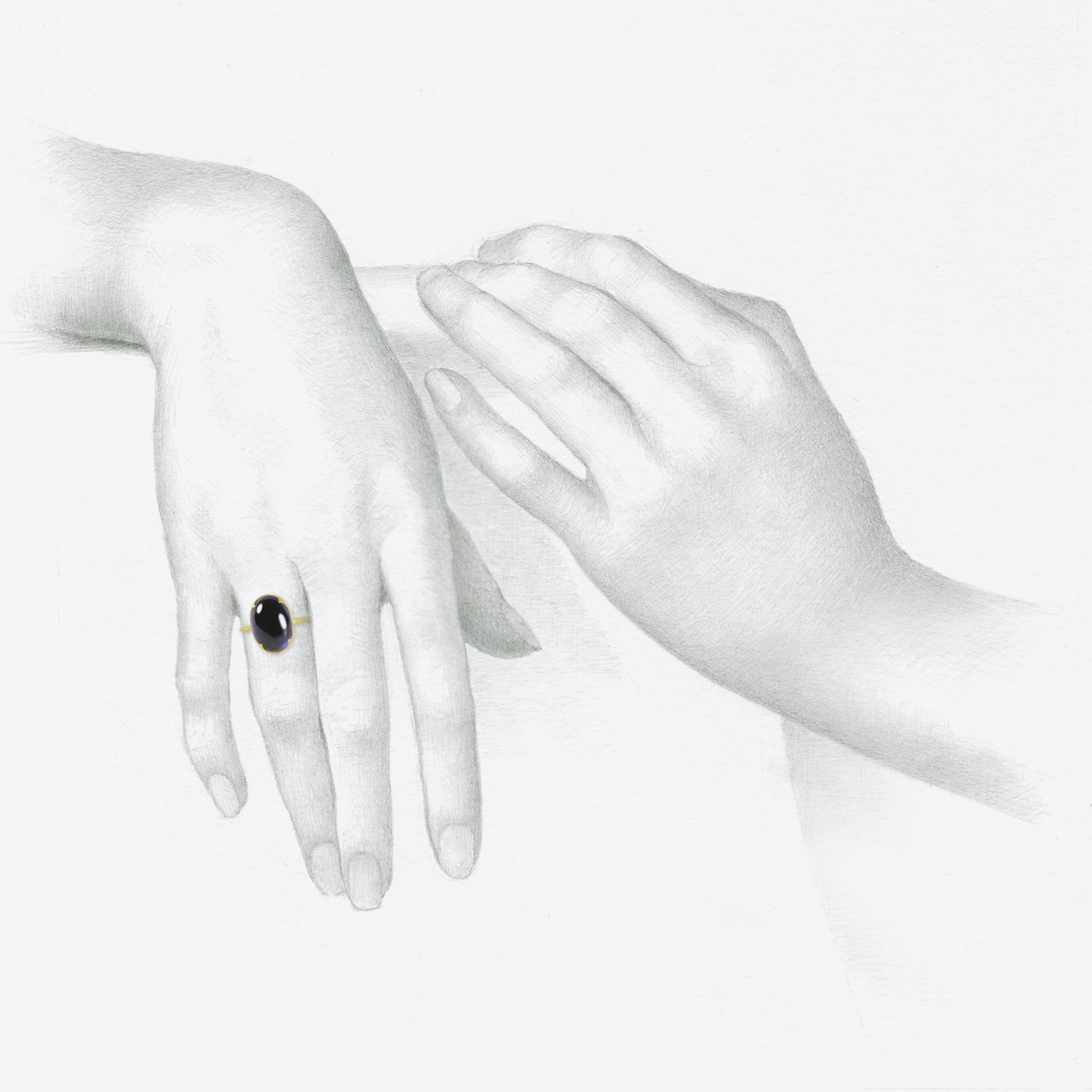 GABRIELLA KISS 18K & OVAL IOLITE RING