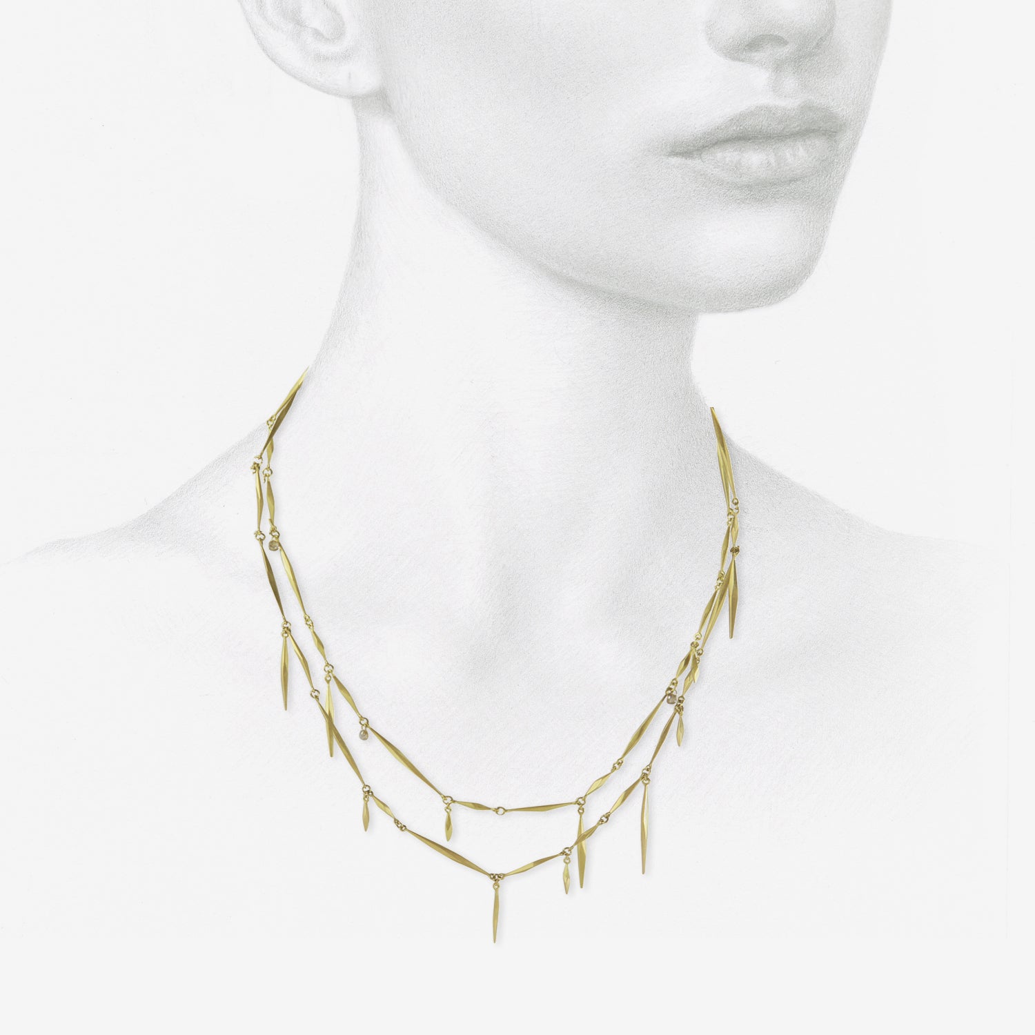 GABRIELLA KISS 18K LONG PINE NEEDLE NECKLACE