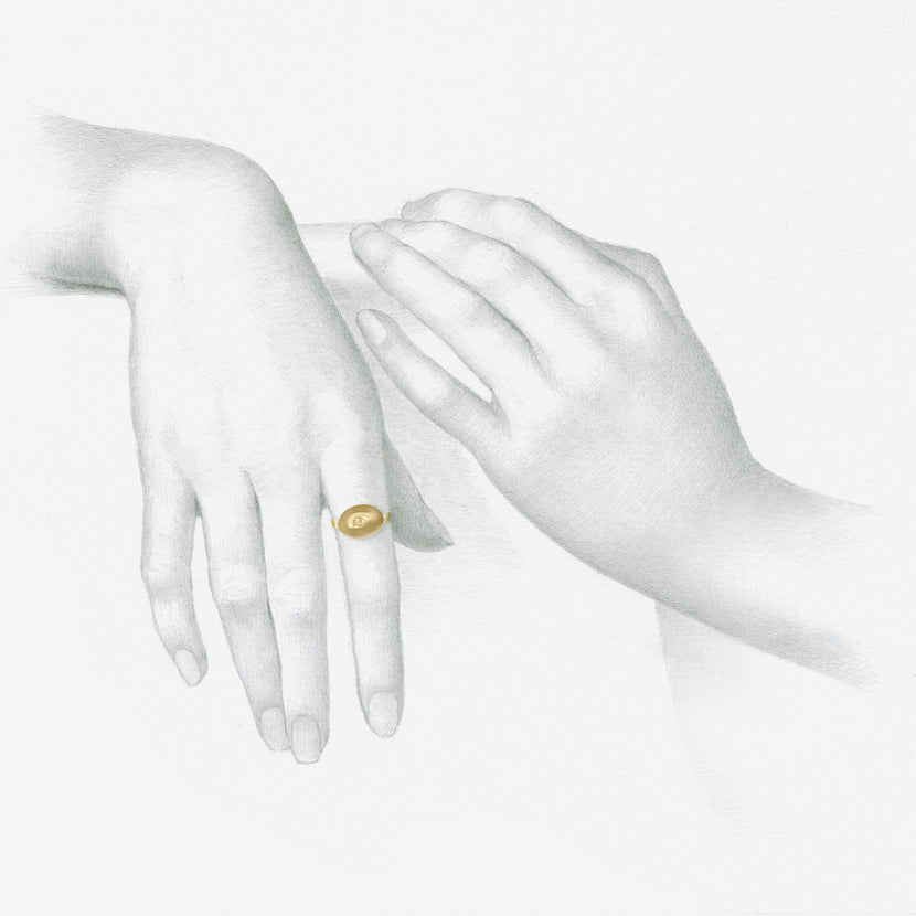 GABRIELLA KISS 10K LOVE TOKEN RING SMALL EYE – ‘INVIGILARE’ – TO WATCH OVER, SIZE 7