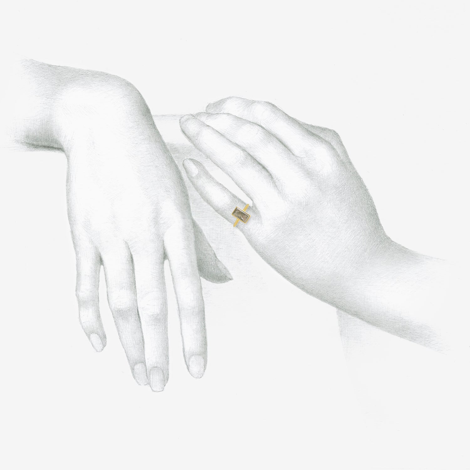 GABRIELLA KISS 18K & FLAT RECTANGULAR GREY LACY DIAMOND RING, 2.5CT