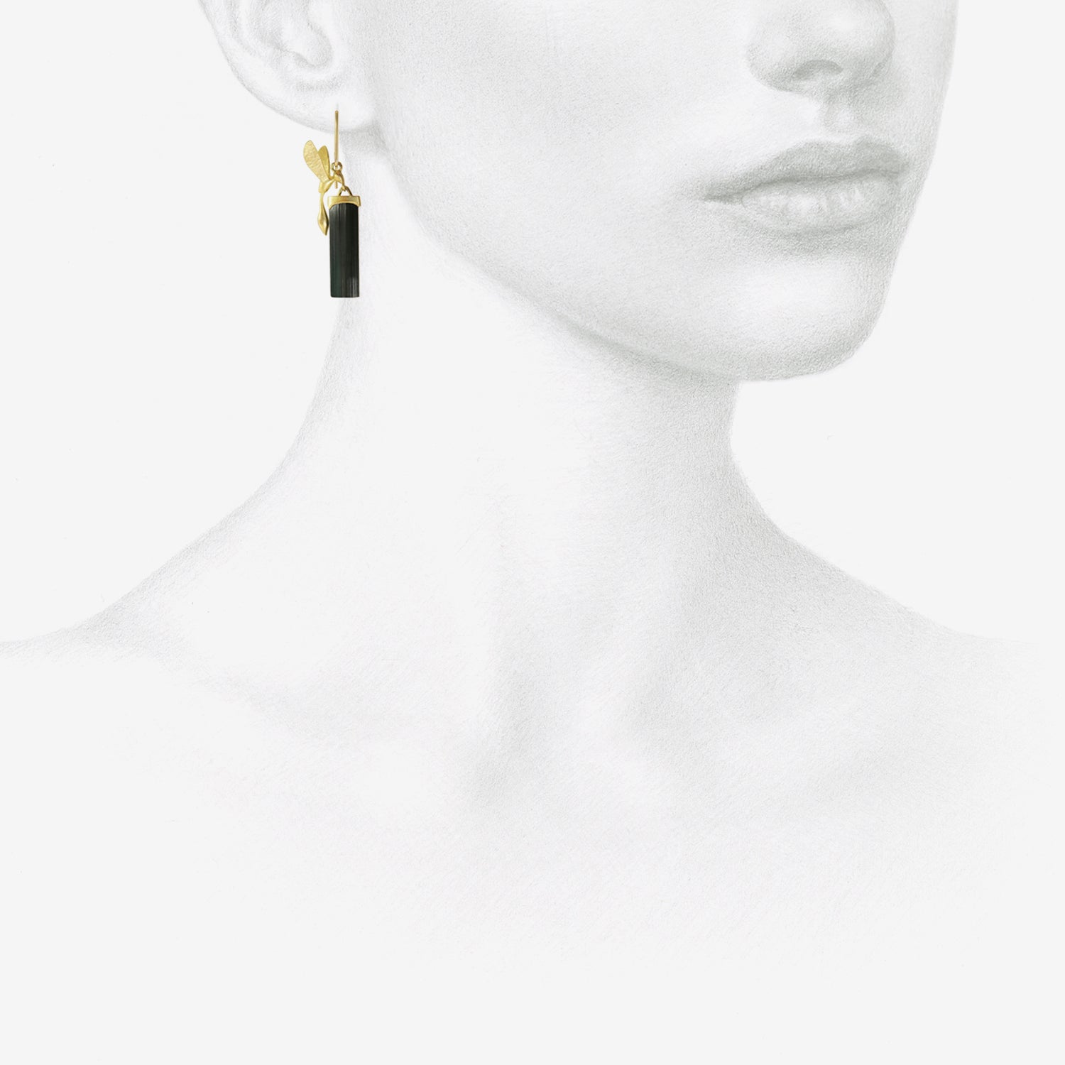 GABRIELLA KISS 18K & BLUE TOURMALINE CRYSTAL EARRINGS WITH WASPS