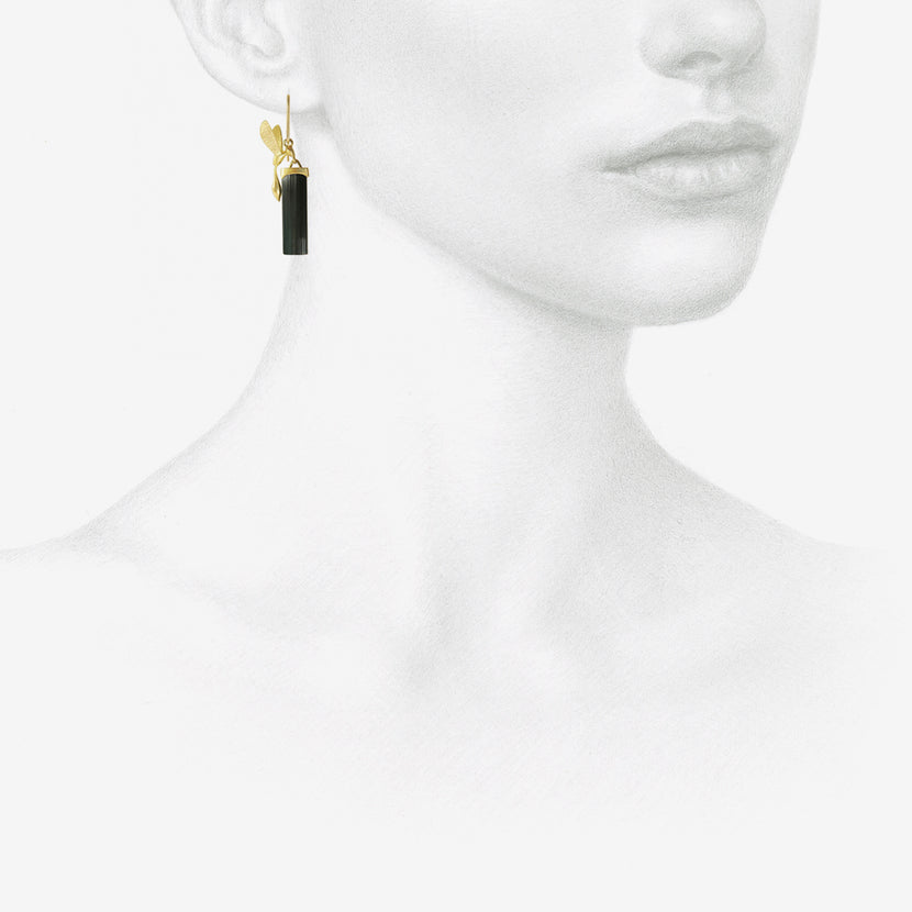 GABRIELLA KISS 18K & BLUE TOURMALINE CRYSTAL EARRINGS WITH WASPS