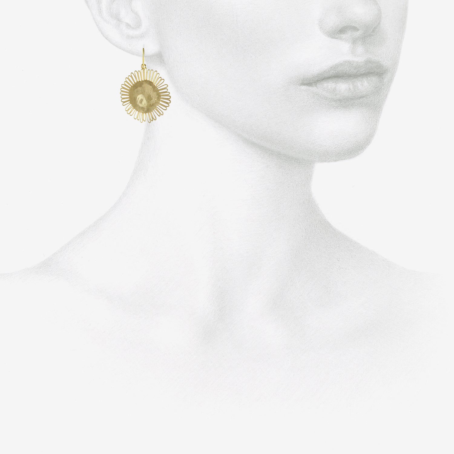 JUDY GEIB 18K LARGE FLAT FLOWERY EARRINGS