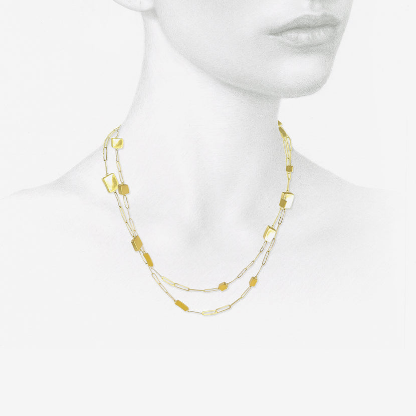 JUDY GEIB 18K & 24K LONG MIES DREAM CUBIC NECKLACE