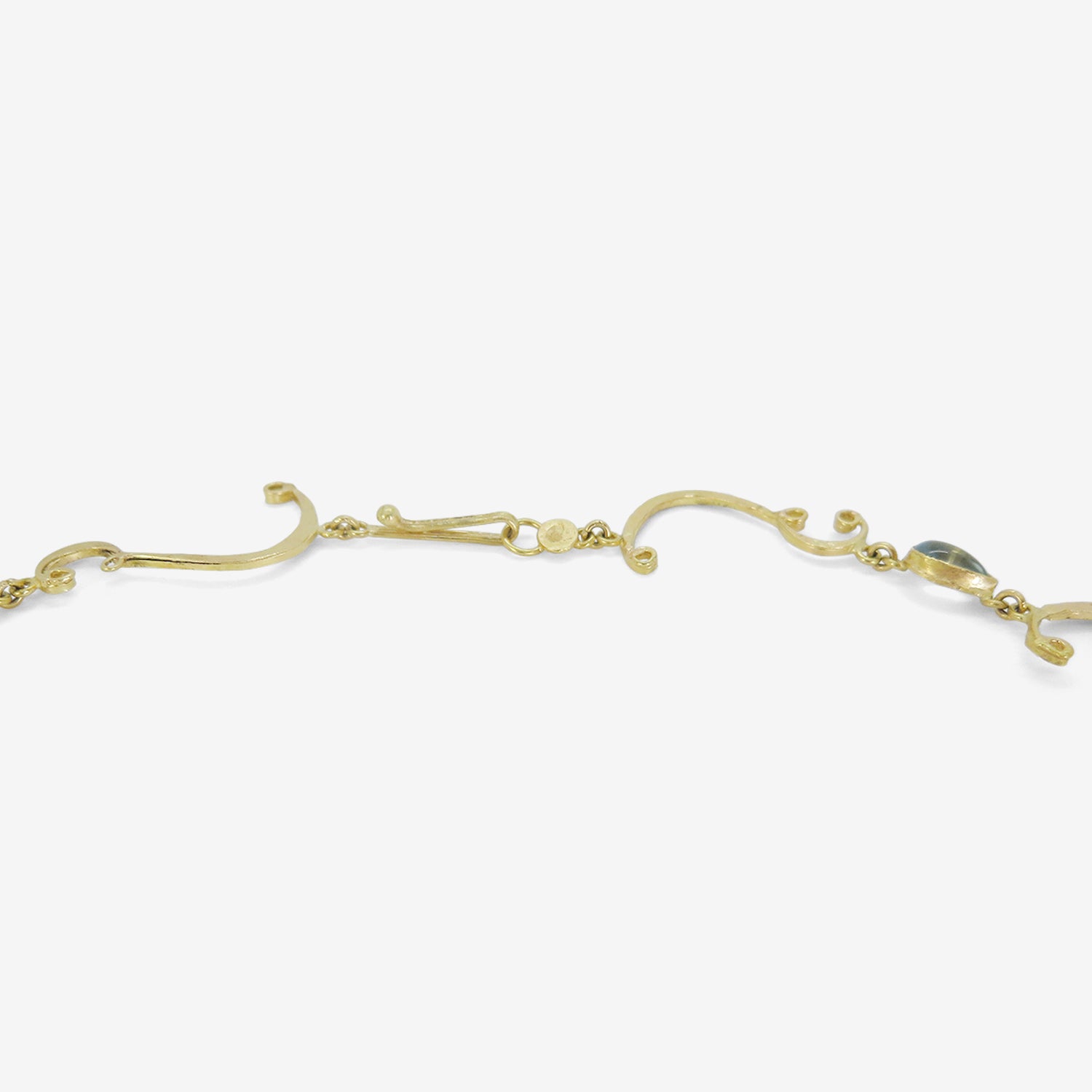 JUDY GEIB 18K WISPY NECKLACE WITH AQUAMARINE & ROSE QUARTZ